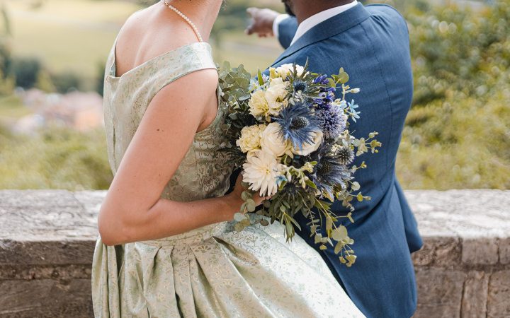 alt="detail of my wedding dress"